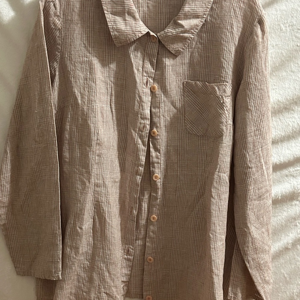 Flax Orange, Tan and Gray Plaid Shirt
